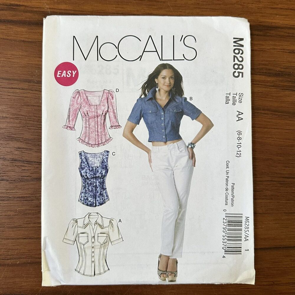 UNCUT McCall's Women's Top Sewing Pattern M6285 Sizes 6-12 Easy Skill Level